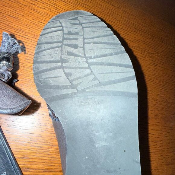 Stuart Weitzman Genuine Leather & Python Embossed Tassel Loafers | Navy Gray Sli - Picture 12 of 16